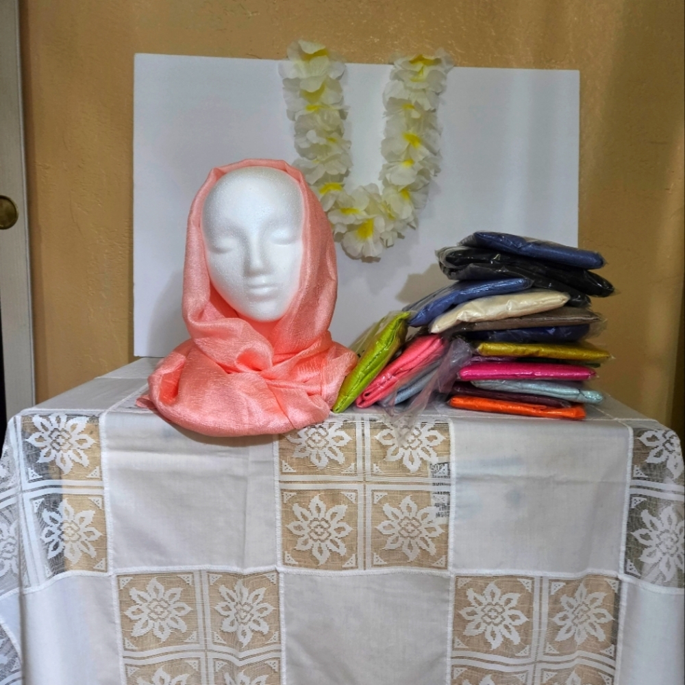 Elegant sheer  shimmer spring  scarf color pink 💗